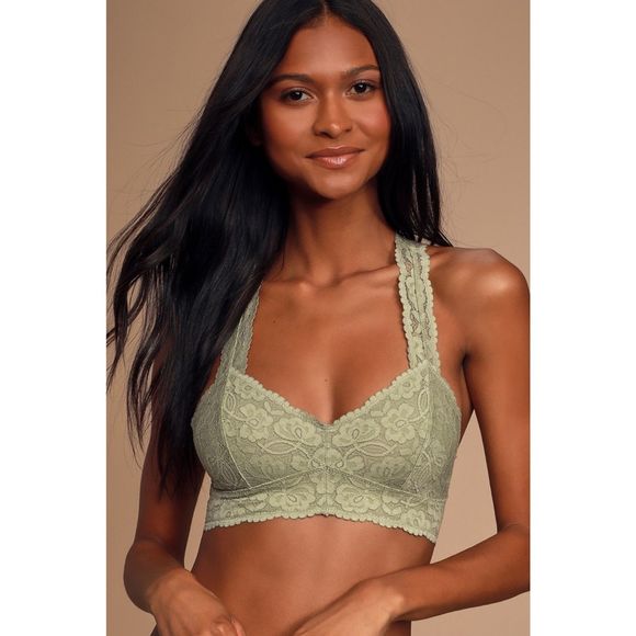 Free People Other - Free People Lace Racerback Bralette NWT Sage